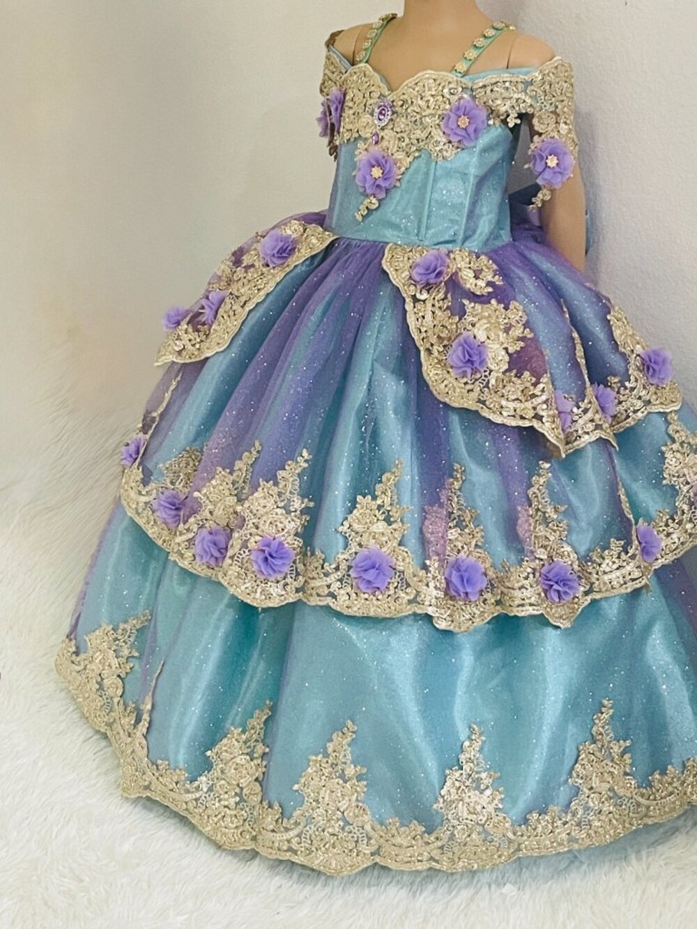 Girls Mermaid Inspired 2-in-1 Princess Dress with Adjustable Corset and Removabl - Picture 11 of 11